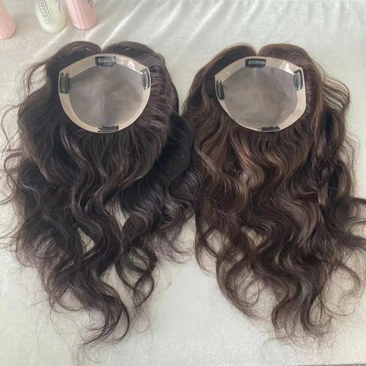 Curly hair topper silk base 16 inches