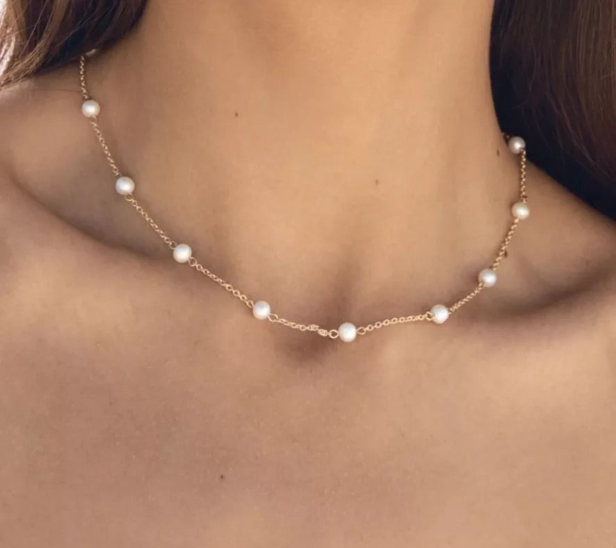 Fresh water pearls sterling necklace