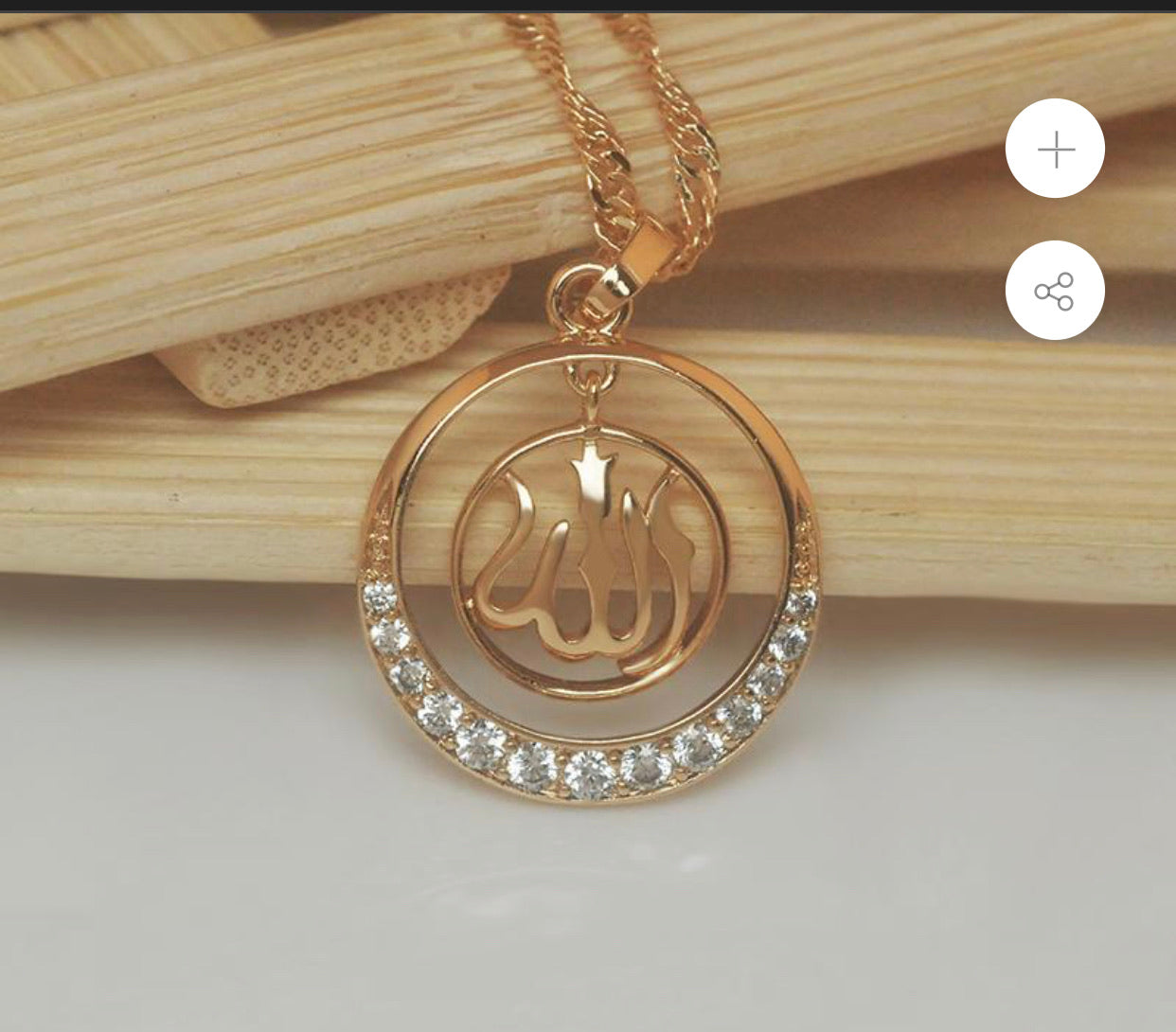 beautiful Allah pendant with chain  14k gold plated with Rhinestones