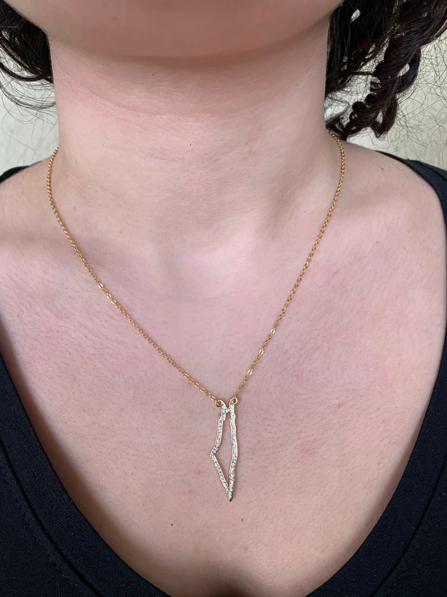 Palestinian sparkly pendant with chain