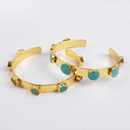 Torquize stone gold cuff bracelet