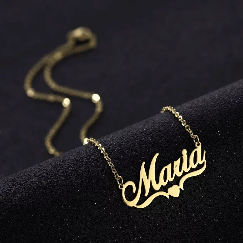 Name necklaces with heart design