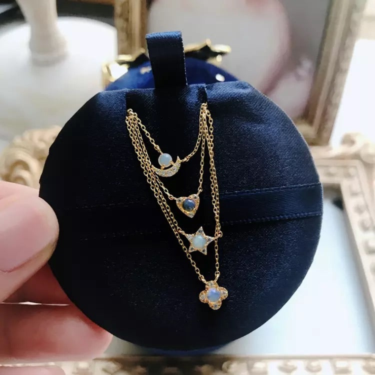 Natural Opal stone sterling silver necklace 18 k gold plated