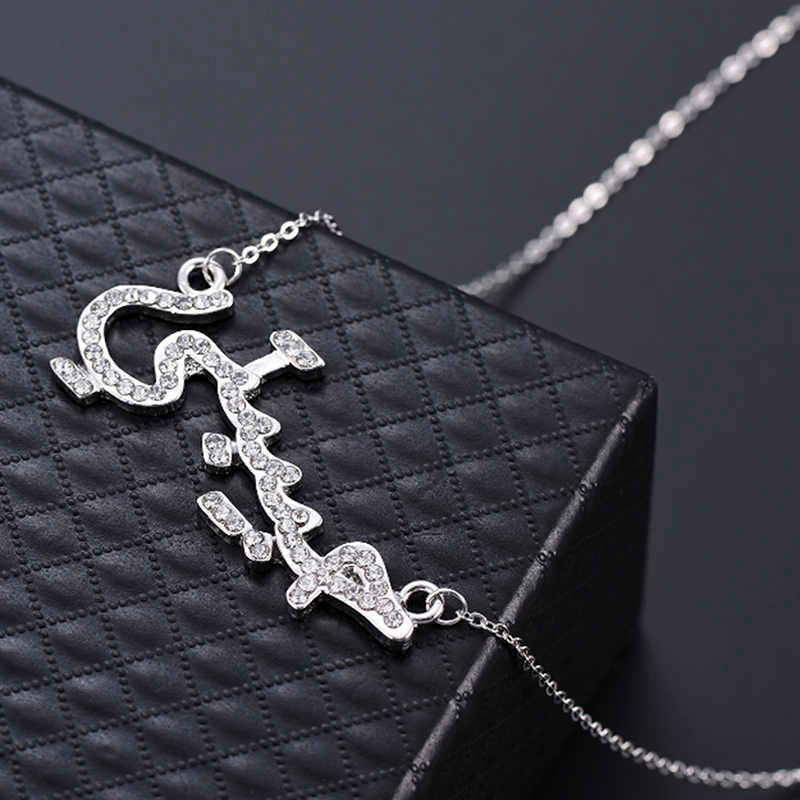 925 Solid Sterling Silver cubic zirconia Crystal studded necklace