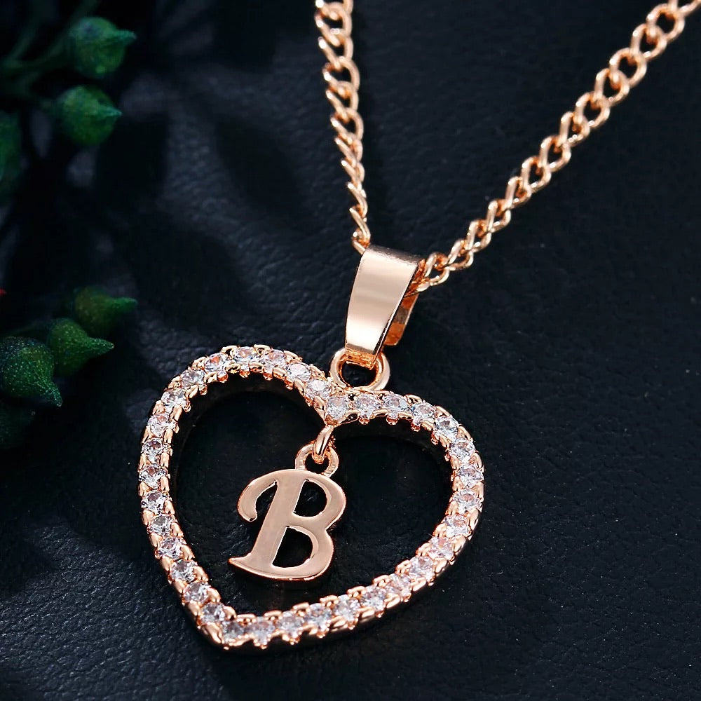 In my heart initial and letter pendant