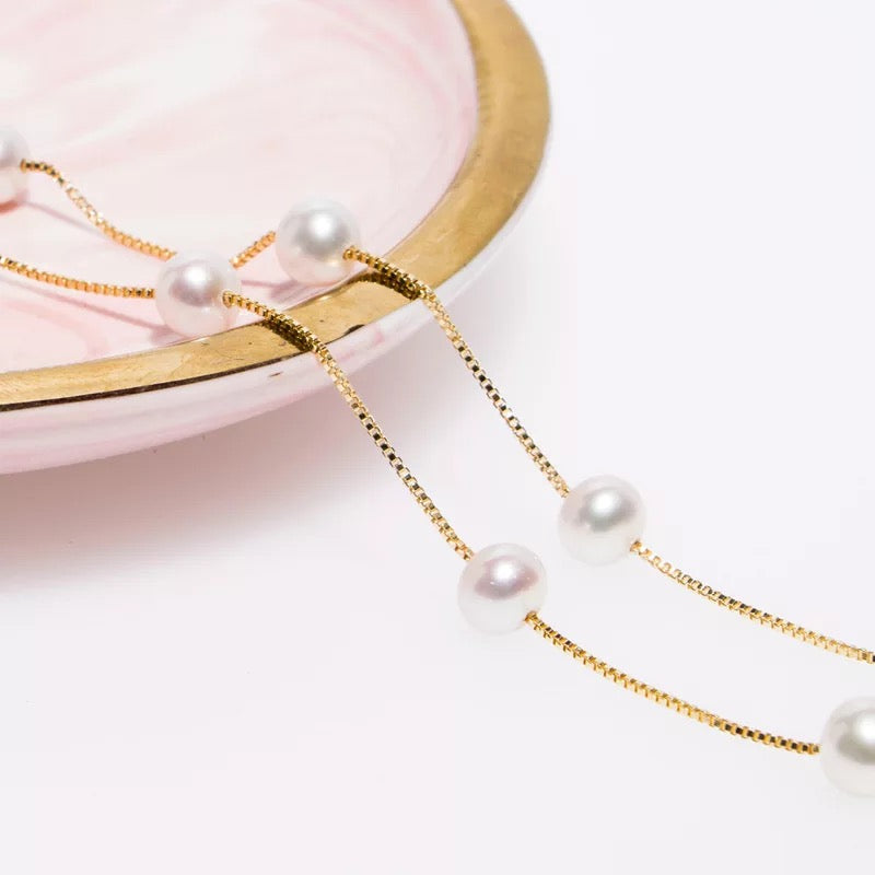 Fresh water pearls sterling necklace