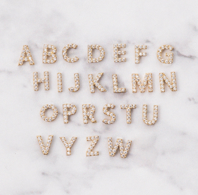 Iced letter pendant with chain