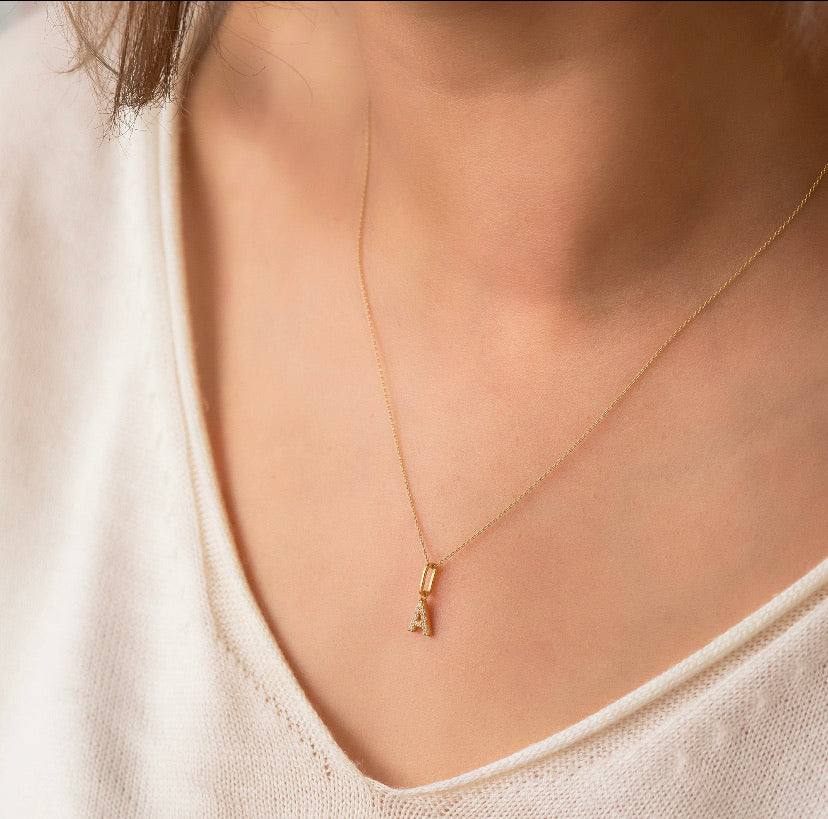 Iced letter pendant with chain