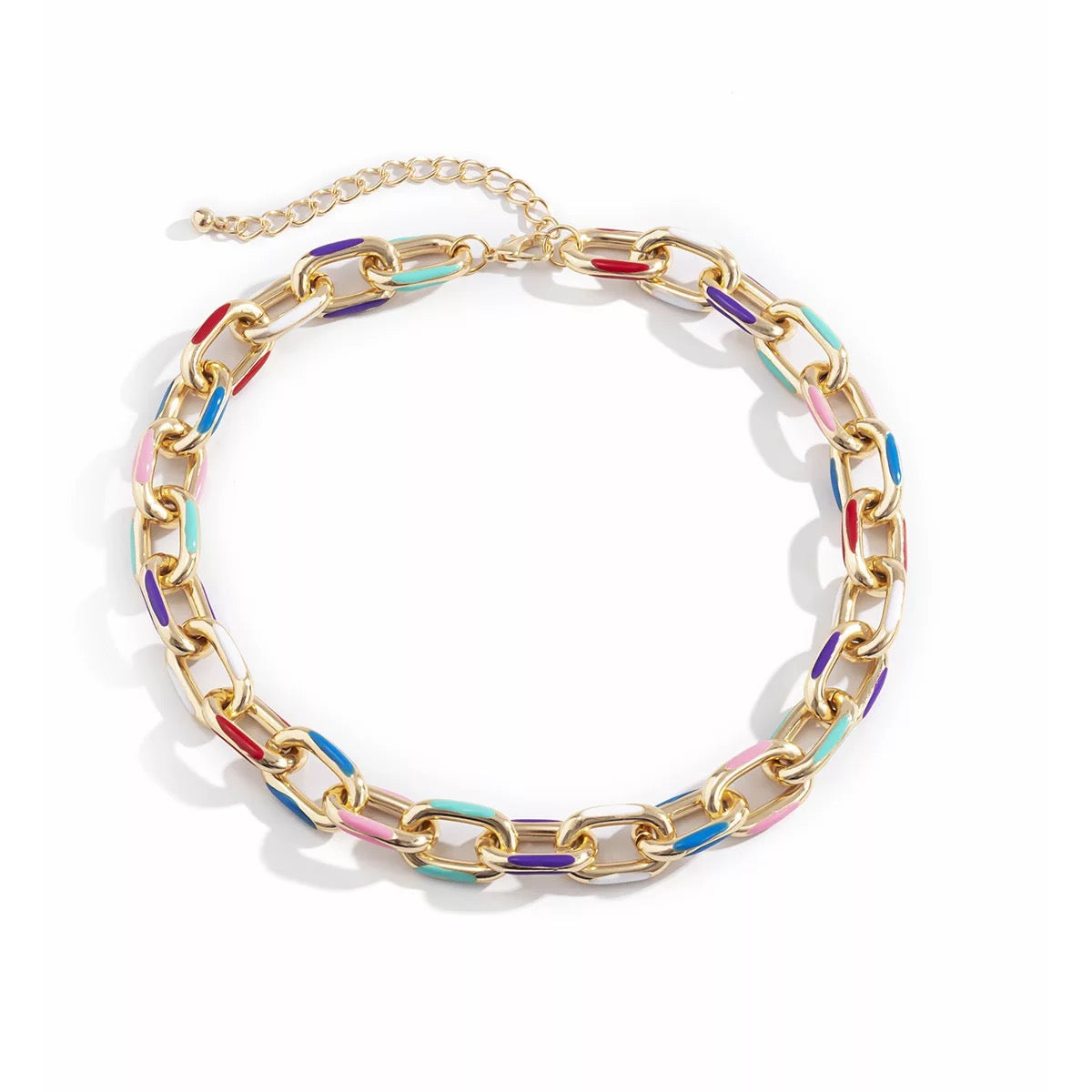 Colourful chunky Chain necklace & bracelet set