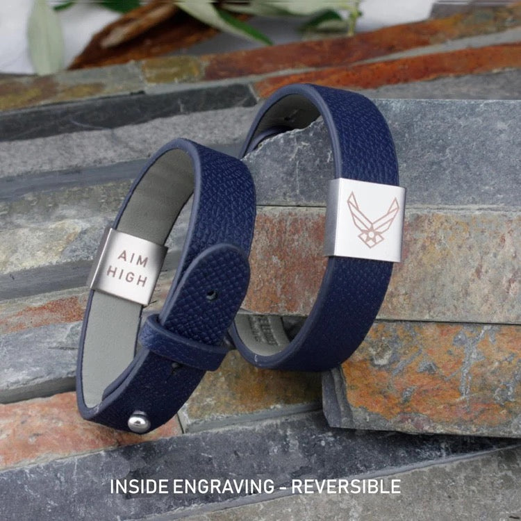 Men’s leather with square custom engraving