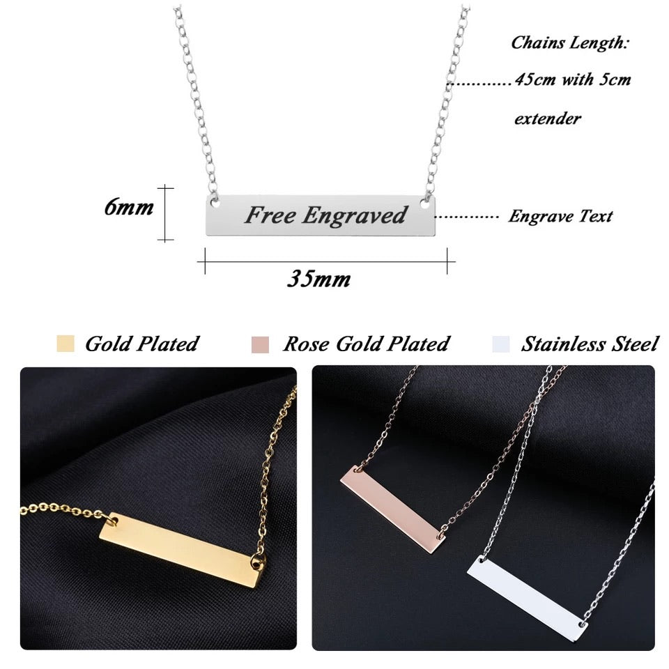 Custom engraved name plate pendant