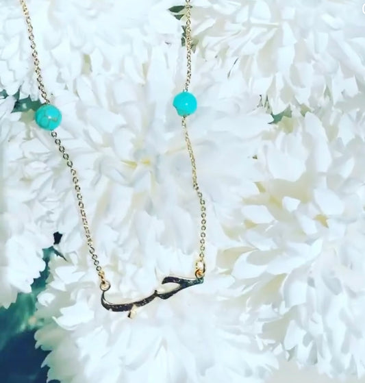 Love in Arabic حب Torquize necklace