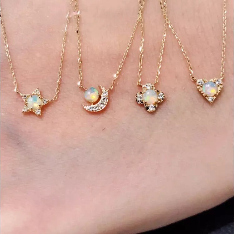 Natural Opal stone sterling silver necklace 18 k gold plated