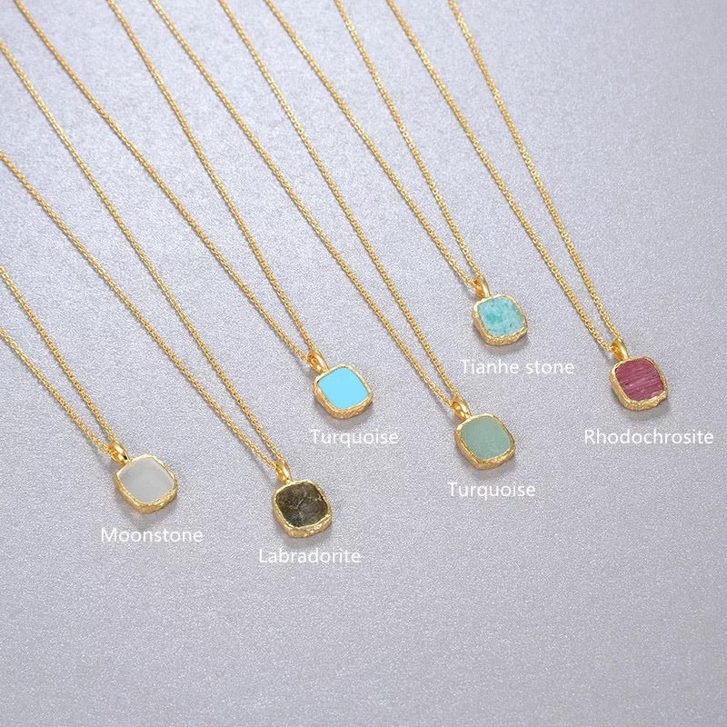Original sterling silver natural stone necklace