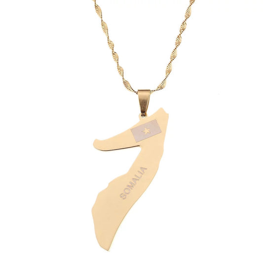 Somalia map pendant gold plated