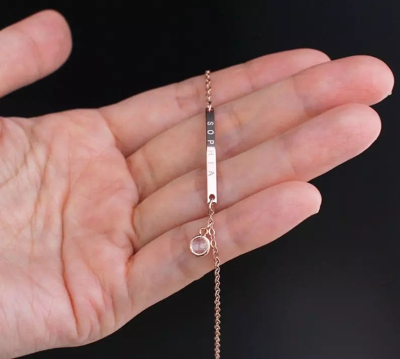 Engraved bracelet with birthstone