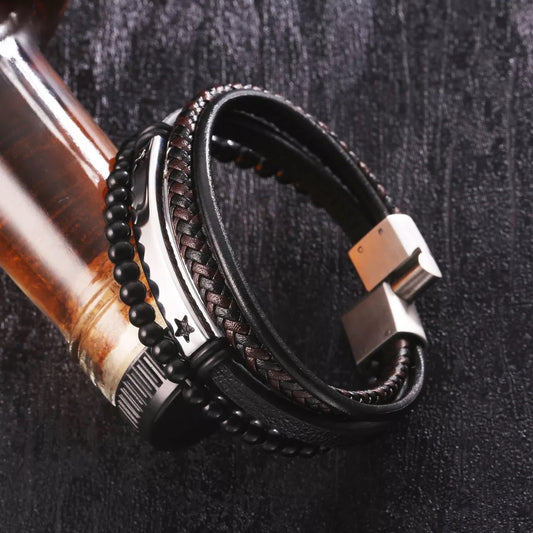 Men’s Multi Strand Leather bracelet