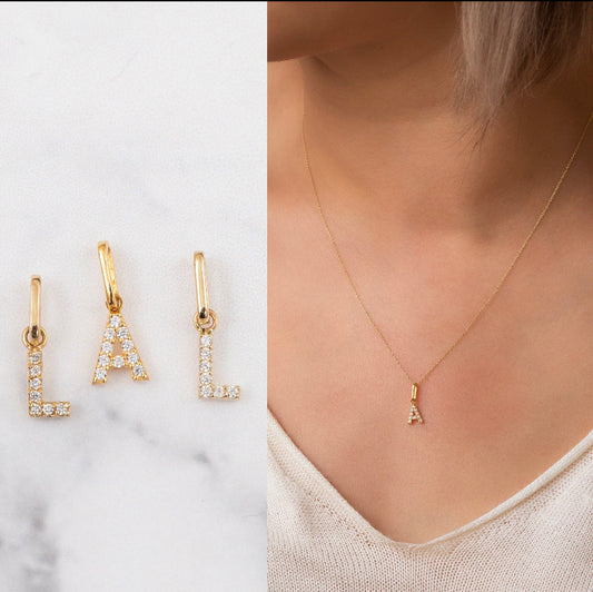 Iced letter pendant with chain