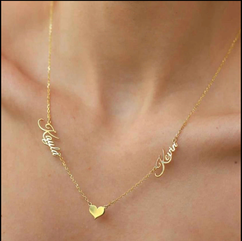 Double Name Heart Chain