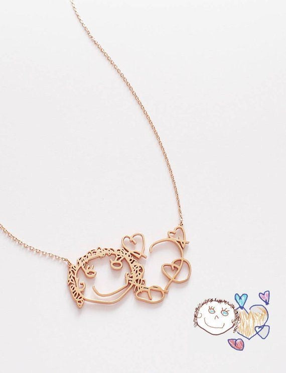 Custom kids art pendant & key chain