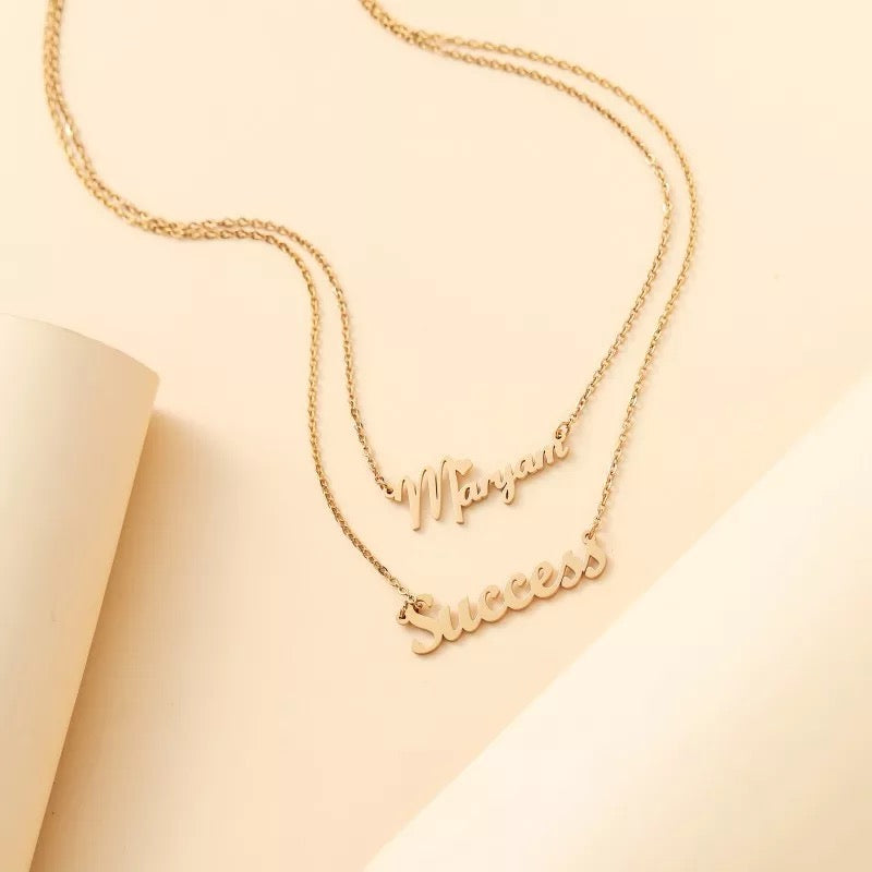 Double layer two name necklace