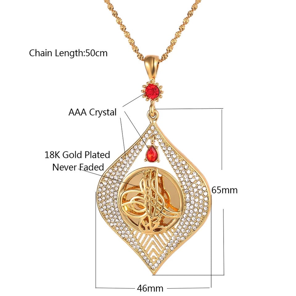 Exquisite & unique Turkish necklace with red crystal