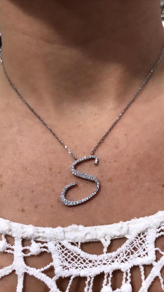Sterling silver With crystal studded pendant with chain