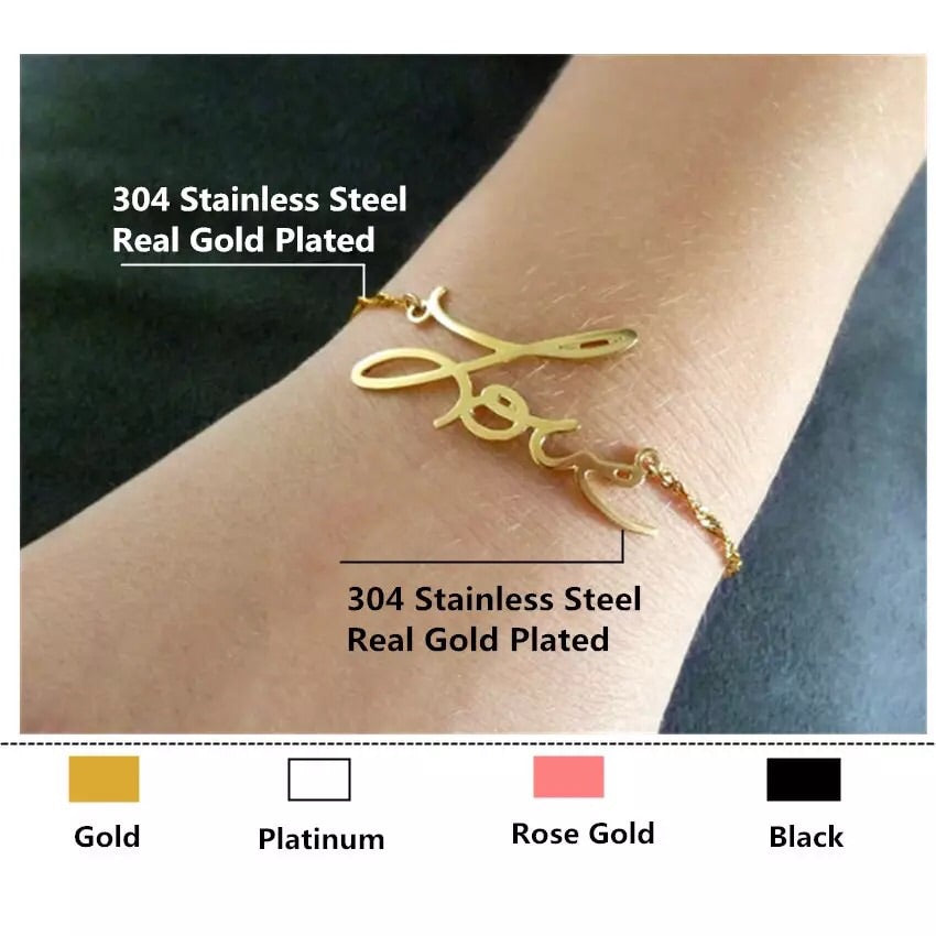 Hand written custom name bracelet