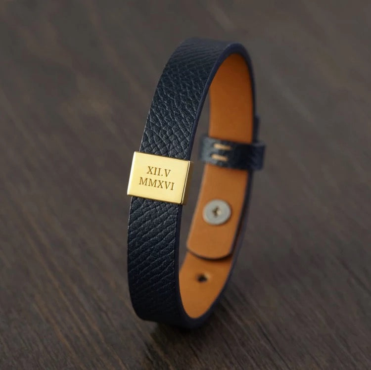 Men’s leather with square custom engraving
