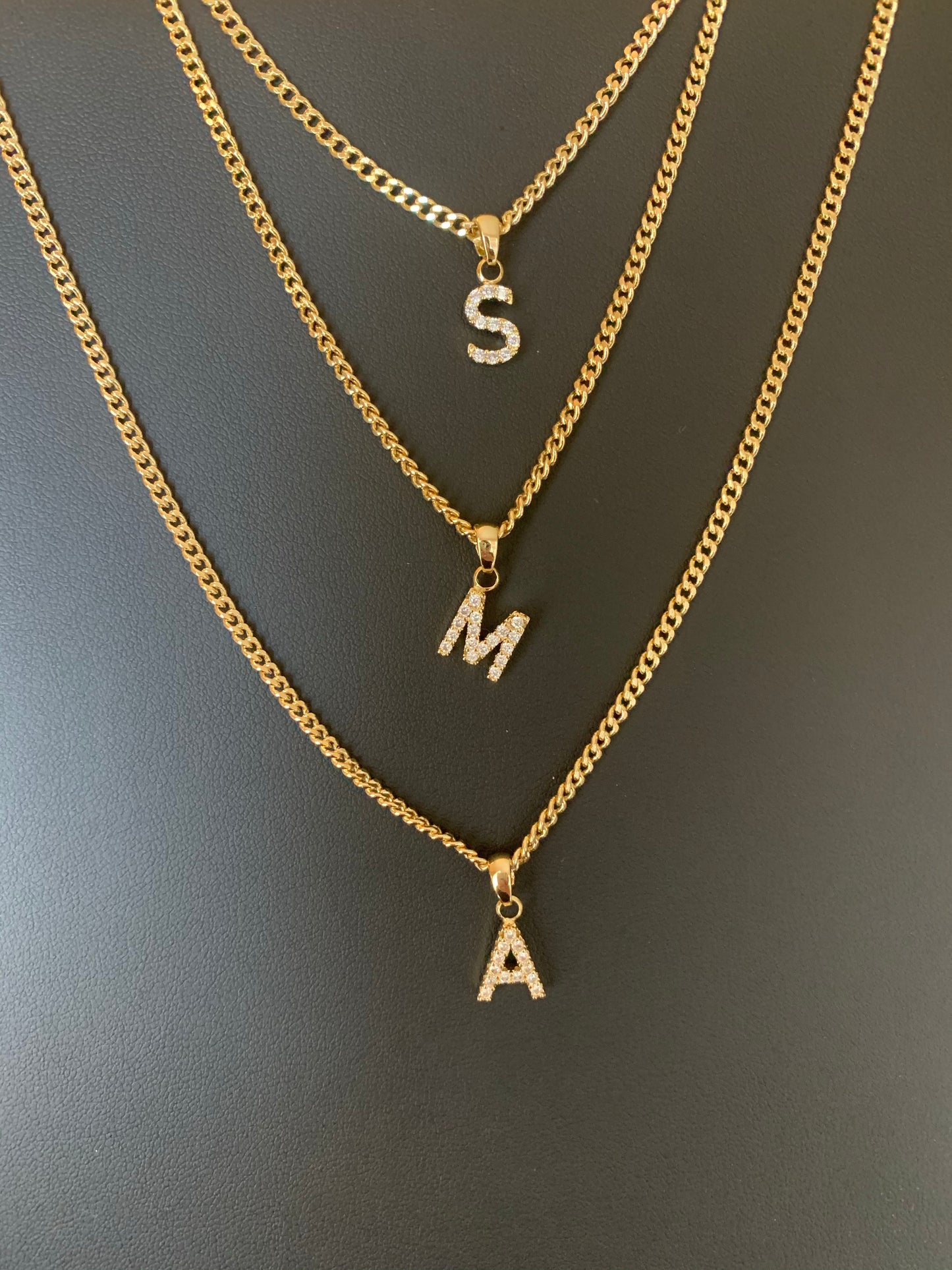 Iced letter pendant with chain