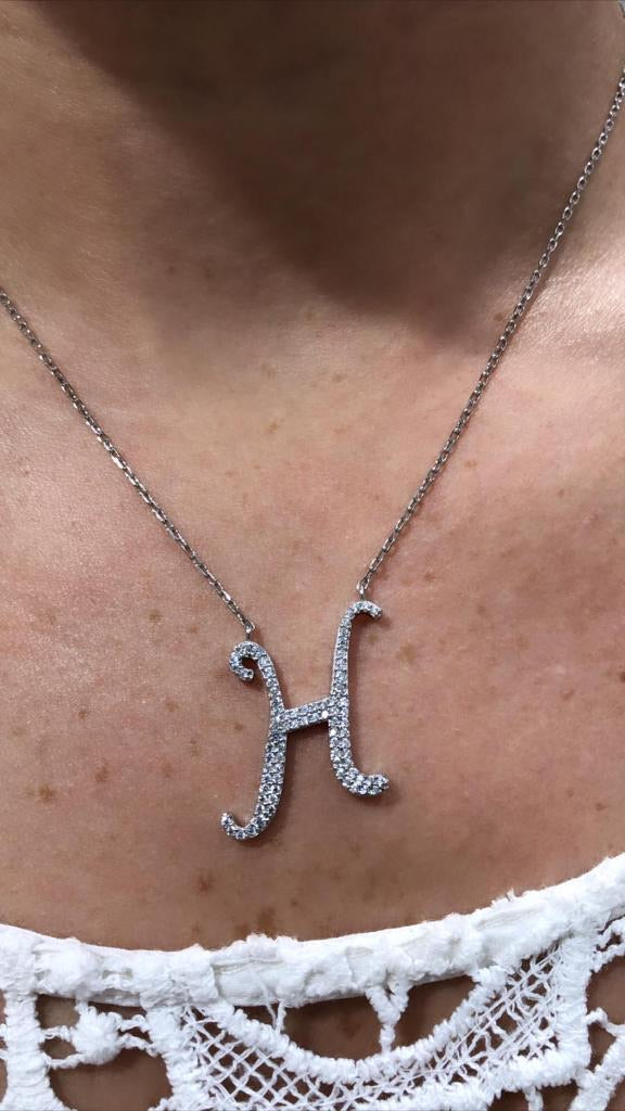 Sterling silver With crystal studded pendant with chain