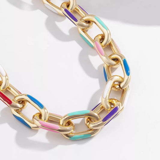 Colourful chunky Chain necklace & bracelet set