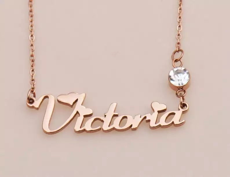 Name necklace with choice of birthstone