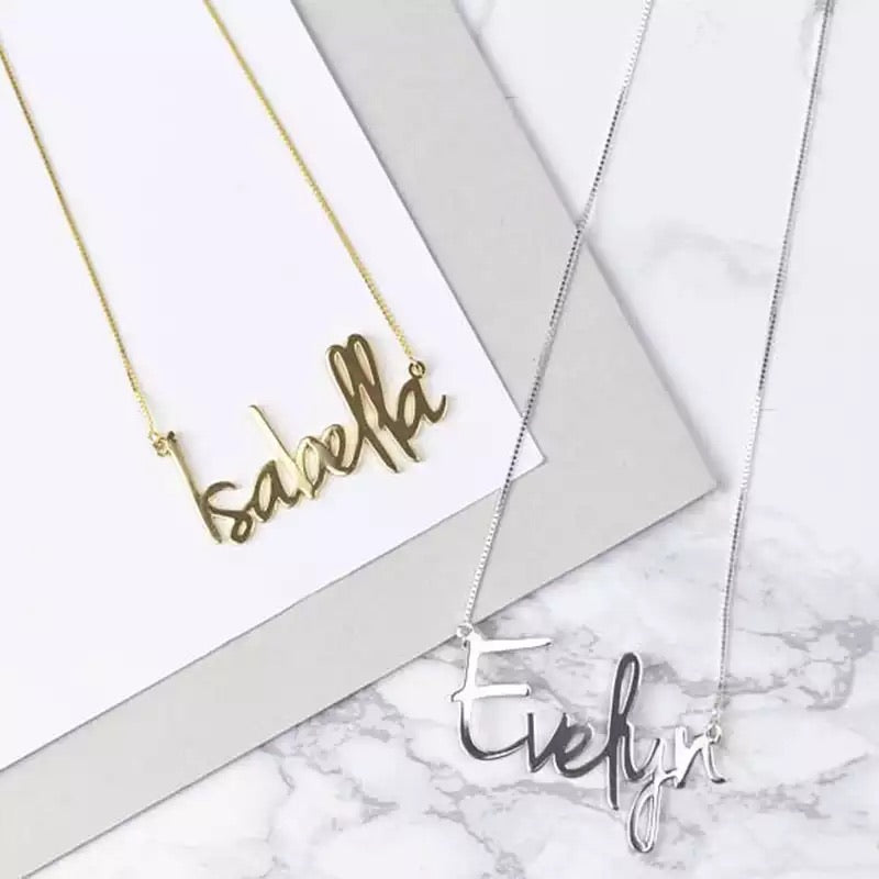 925 sterling silver name necklace in English or Arabic