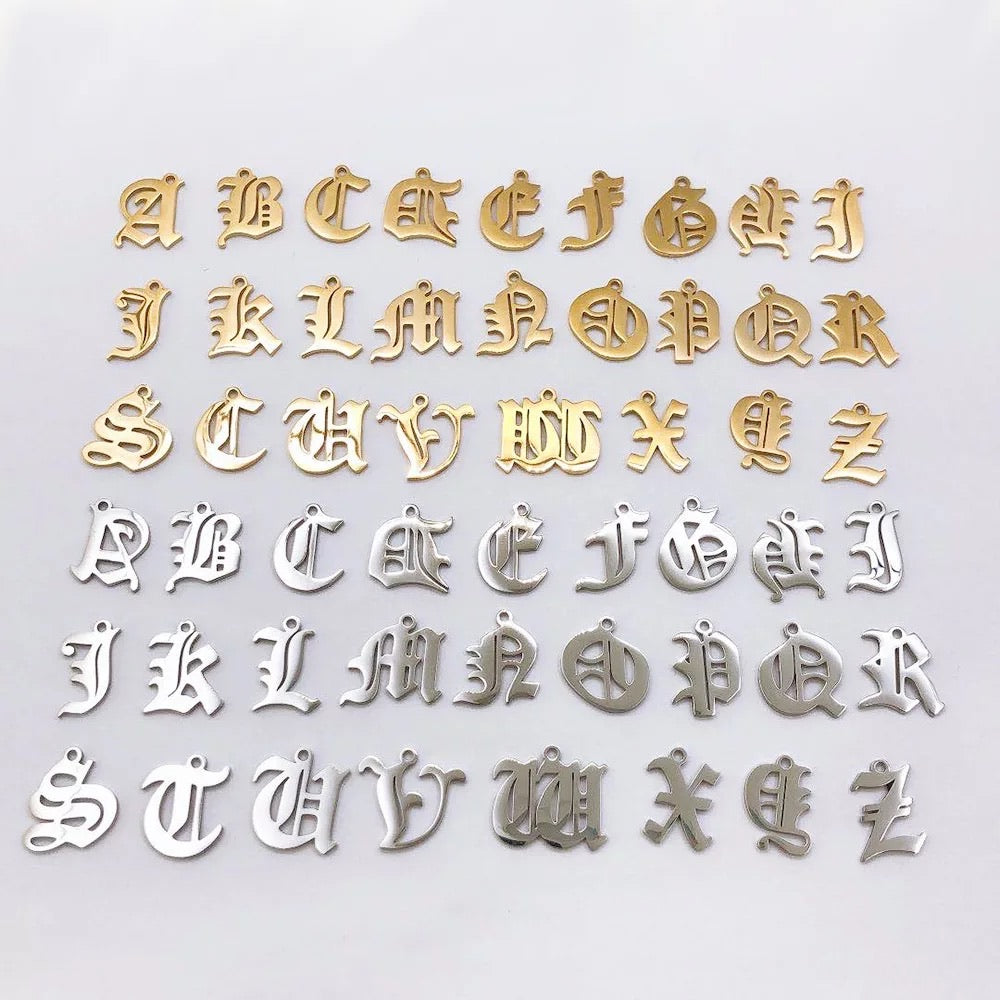 Bold letter necklace old English font