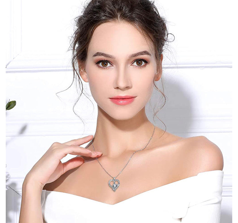 Love you to the moon and back heart pendant