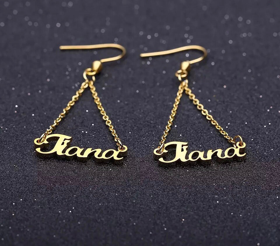 Beautiful drop Name earrings sterling silver
