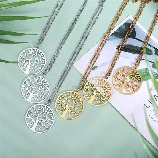 Tree of life family name necklace