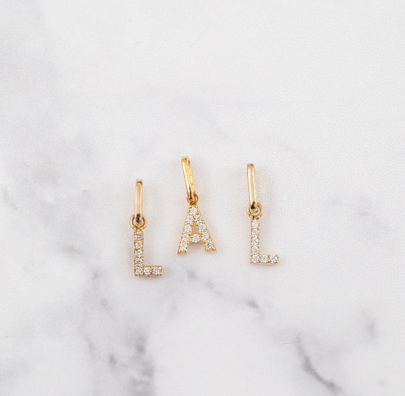 Iced letter pendant with chain