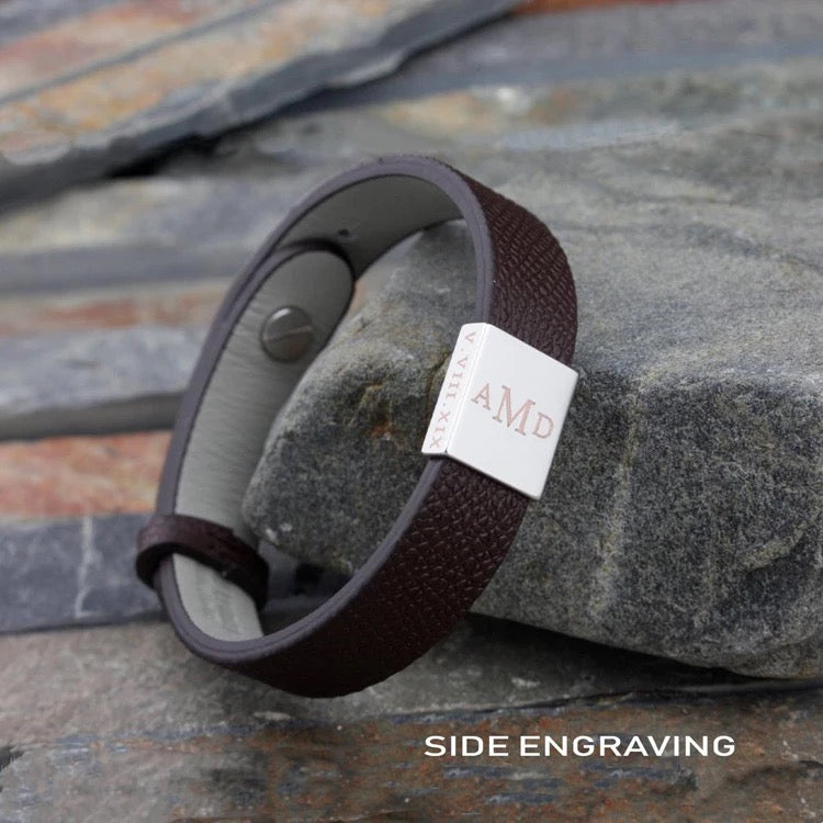 Men’s leather with square custom engraving