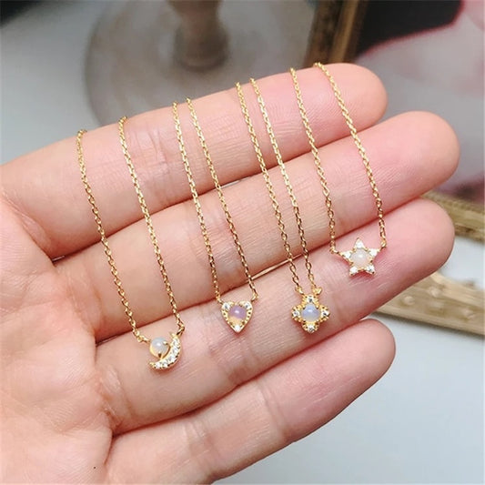 Natural Opal stone sterling silver necklace 18 k gold plated