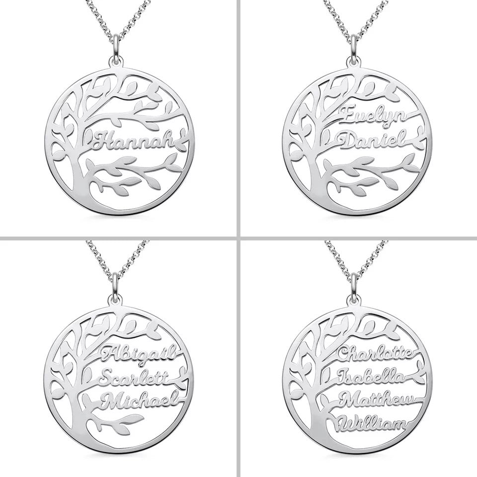 Tree of life family name necklace