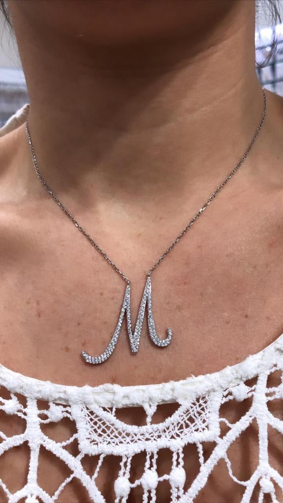 Sterling silver With crystal studded pendant with chain