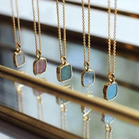 Original sterling silver natural stone necklace