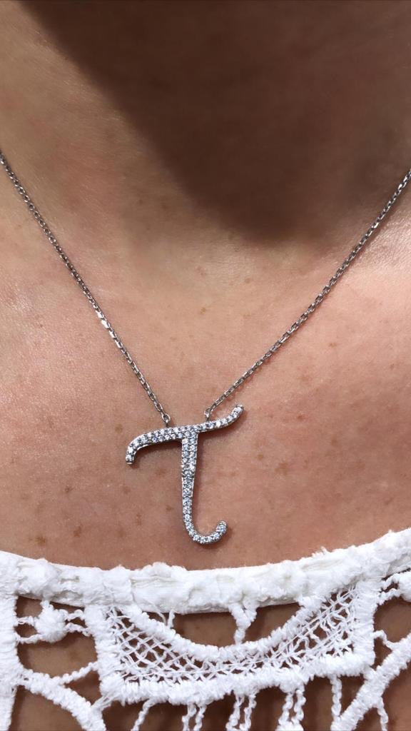 Sterling silver With crystal studded pendant with chain
