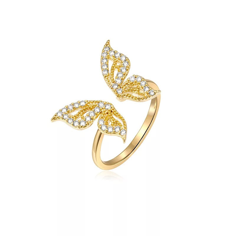 Cubic zirconia butterfly ring