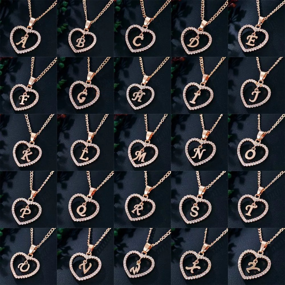 In my heart initial and letter pendant