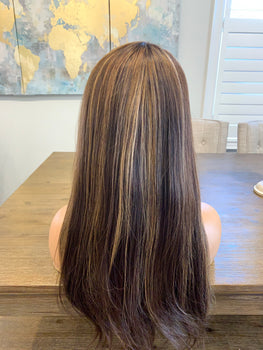 The Shannon 22 inches straight hair with caramel highlights