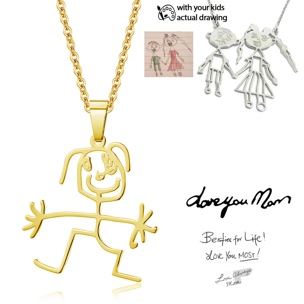 Custom kids art pendant & key chain