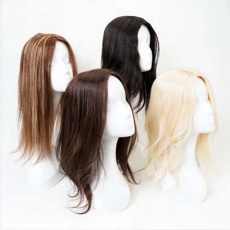 Custom silk base real scalp look topper